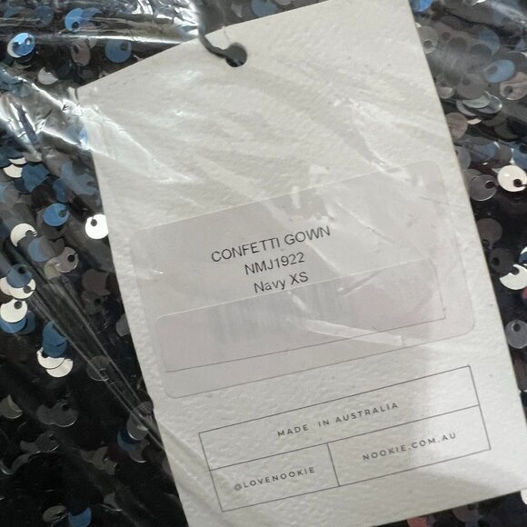Nookie Confetti Sequined Gown Xtra Small XS in Navy - Picture 7 of 9